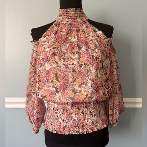 STATE Floral Smocked Halter Women's Blouse